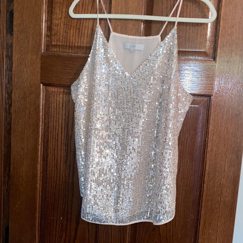 Loft sequin rose gold cami